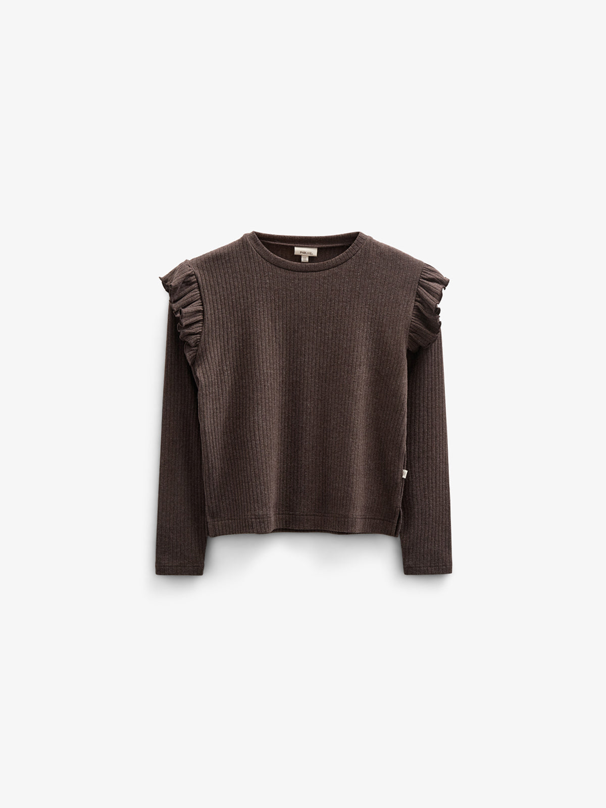 Zachte geribde blouse - Tween - Chocolate Melange | 100695 Alana