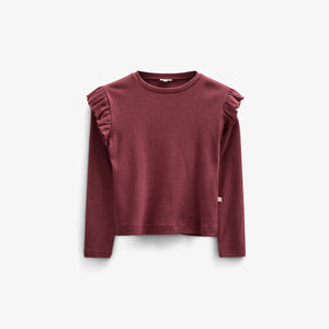 Zachte geribde blouse - Tween - Burgundy Melange | 100696 Alana