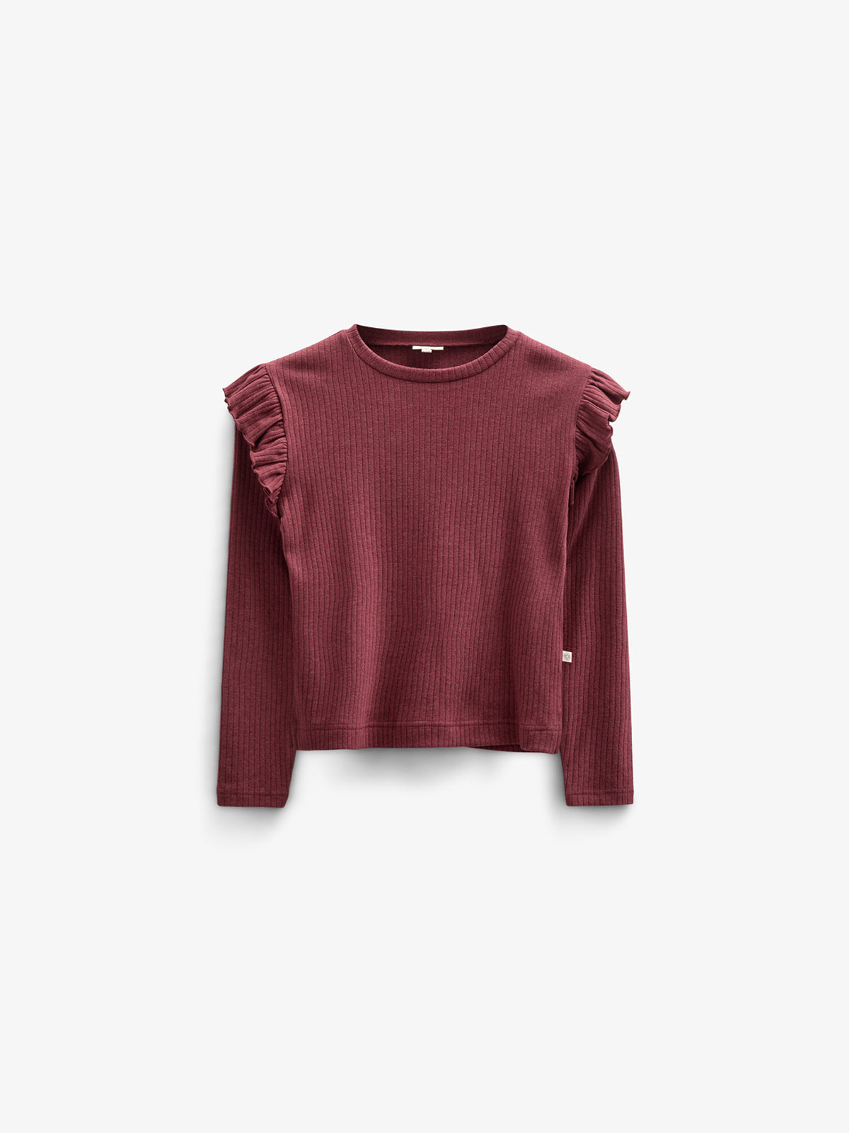 Zachte geribde blouse - Tween - Burgundy Melange | 100696 Alana