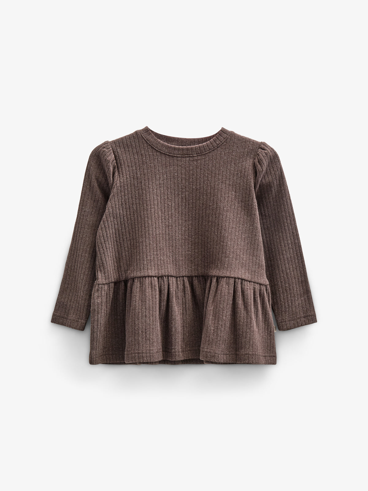 Zachte rib blouse - Kids - Chocolate Melange | 100699 Alana