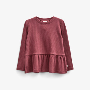 Zachte rib blouse - Kids - Burgundy Melange | 100700 Alana