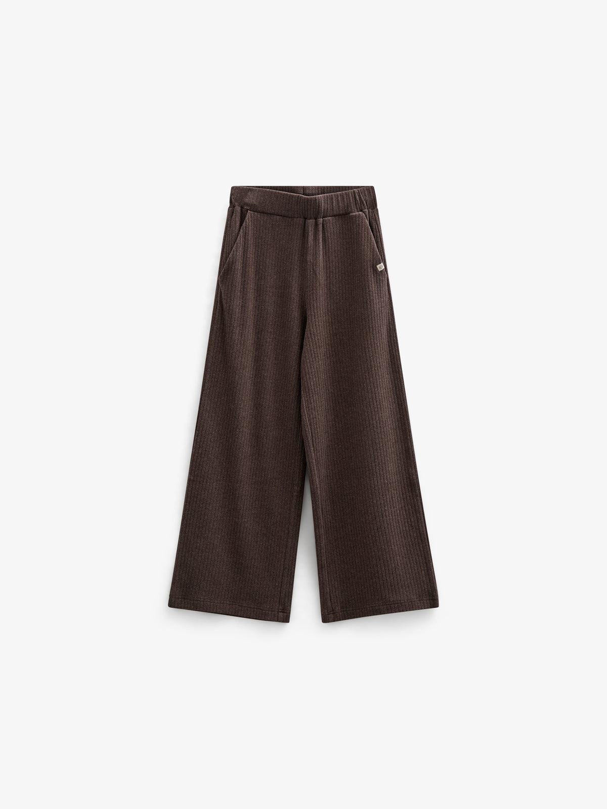 Zachte rib broek met wijde pijpen - Tween - Chocolate Melange | 100701 Alana