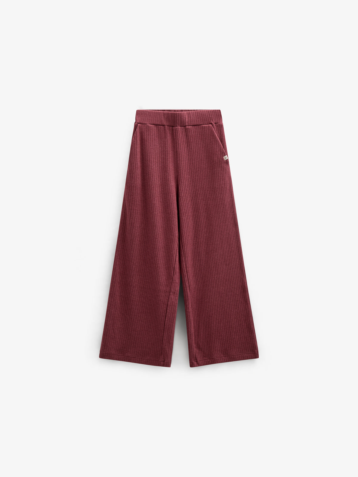 Zachte rib broek met wijde pijpen - Tween - Burgundy Melange | 100702 Alana