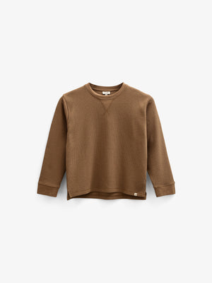 Gestructureerd T-shirt met lange mouwen - Kids - Coffee | 100705 Malthe