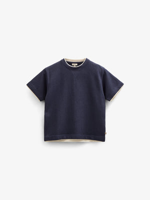 Gestructureerd T-shirt met korte mouwen - Tween - Navy | 100710 Malthe