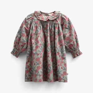 Bedrukte katoenen popeline jurk - Kids - Rose / Green | 100722 Amy