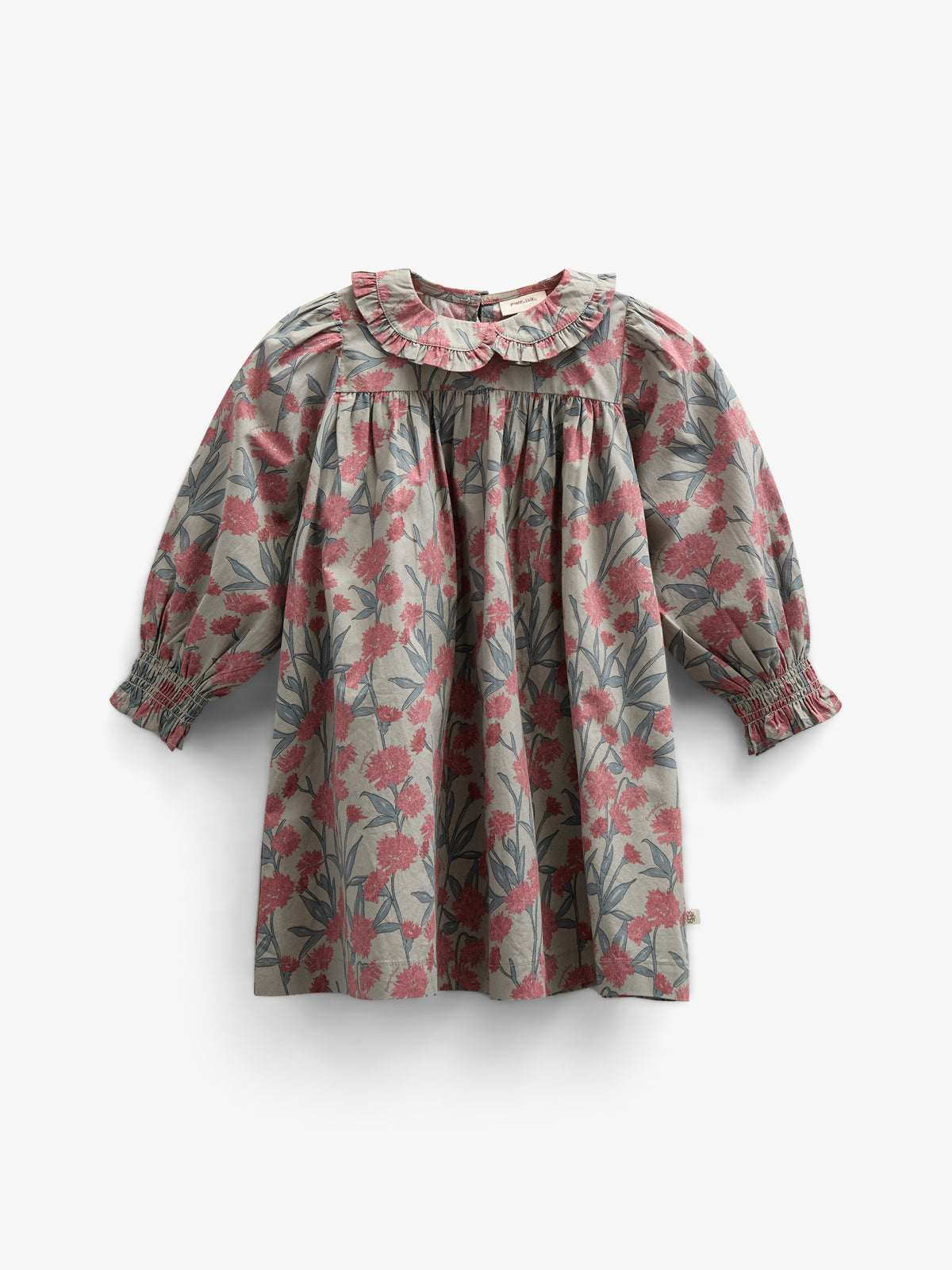 Bedrukte katoenen popeline jurk - Kids - Rose / Green | 100722 Amy