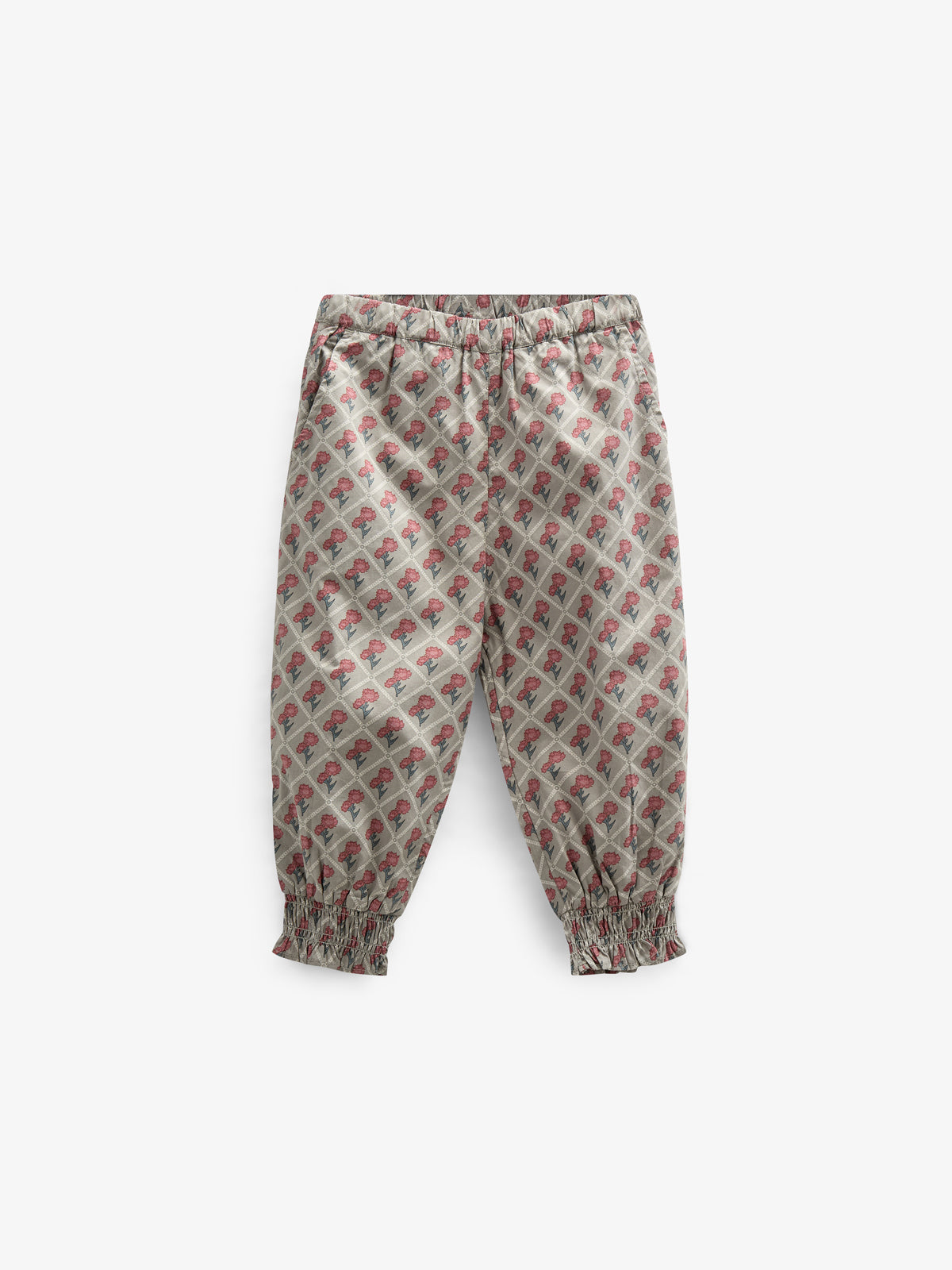 Bedrukte katoenen popeline broek - Kids - Green w. Vintage Red | 100723 Amine