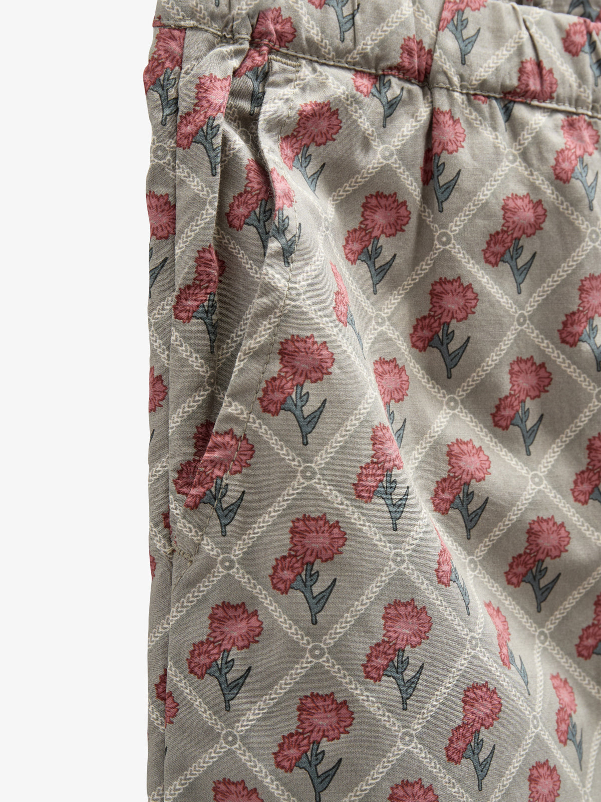 Bedrukte katoenen popeline broek - Kids - Green w. Vintage Red | 100723 Amine