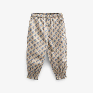 Bedrukte katoenen popeline broek - Kids - Caffe Latte w. Blue | 100724 Amine