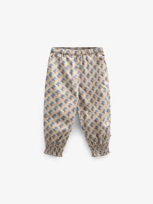 Bedrukte katoenen popeline broek - Kids - Caffe Latte w. Blue | 100724 Amine