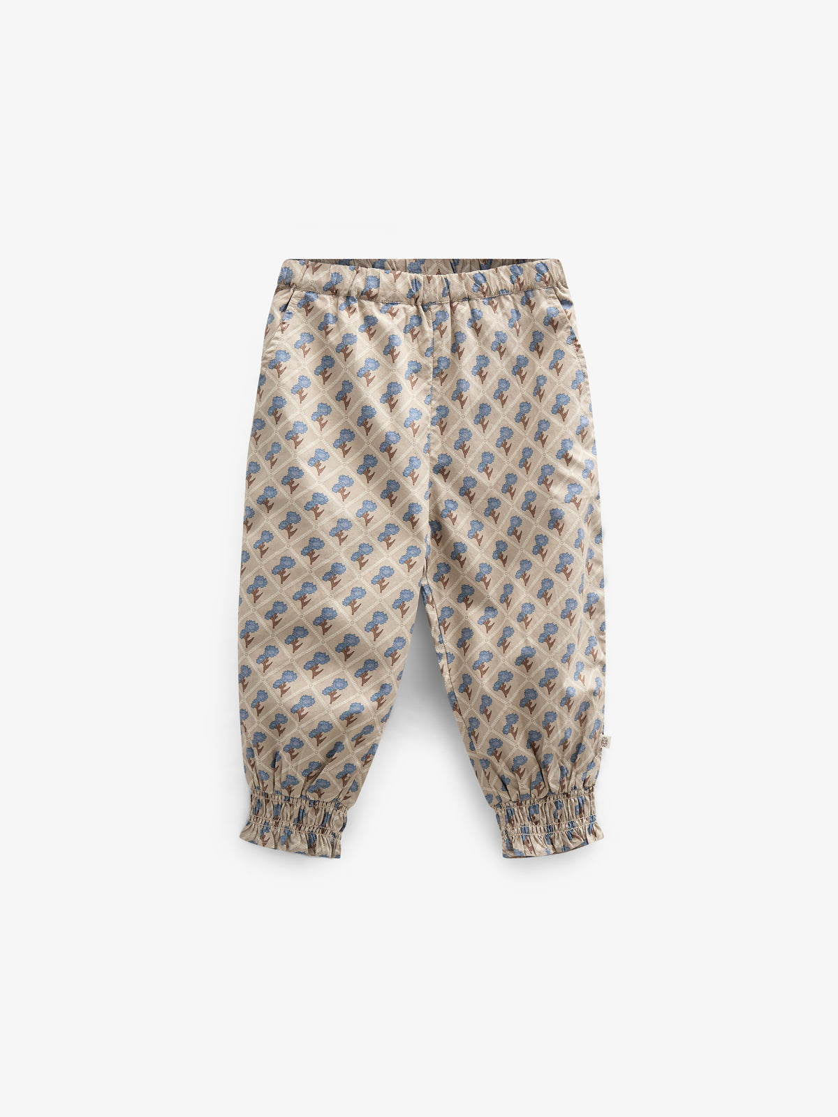 Bedrukte katoenen popeline broek - Kids - Caffe Latte w. Blue | 100724 Amine