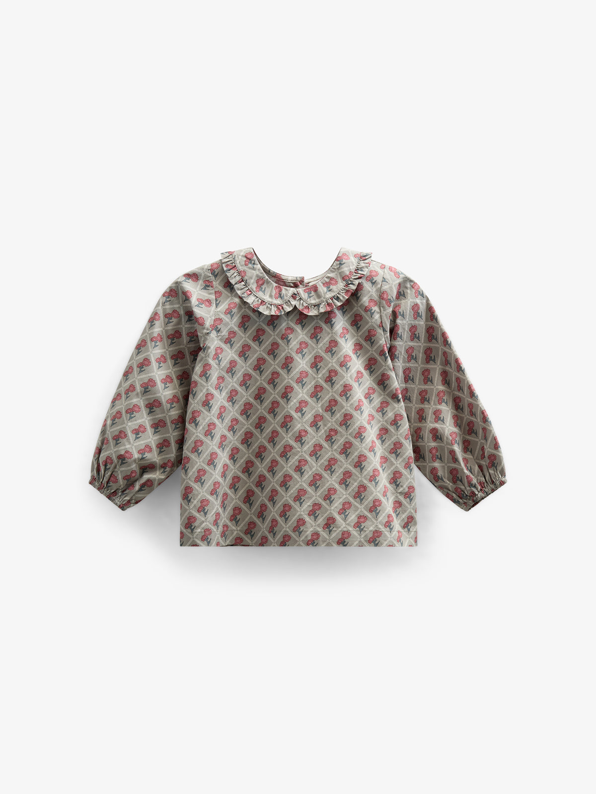 Bedrukte katoenen popeline blouse met kraag - Kids - Green w. Vintage Red | 100725 Amine