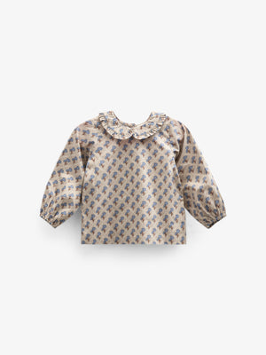 Bedrukte katoenen popeline blouse met kraag - Kids - Caffe Latte w. Blue | 100726 Amine