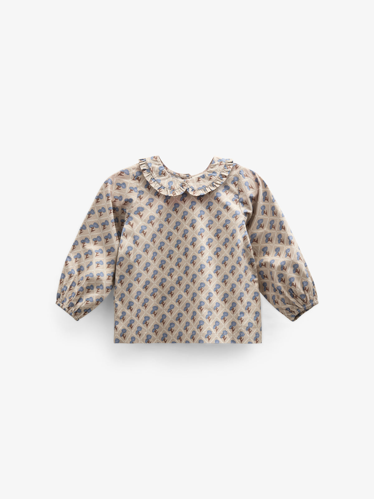 Bedrukte katoenen popeline blouse met kraag - Kids - Caffe Latte w. Blue | 100726 Amine