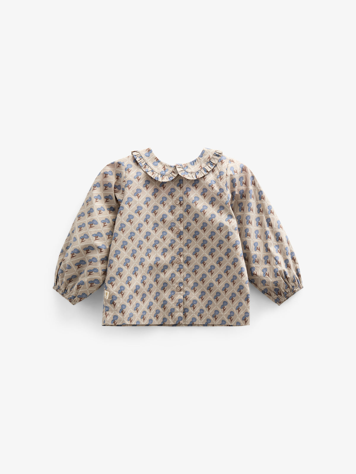 Bedrukte katoenen popeline blouse met kraag - Kids - Caffe Latte w. Blue | 100726 Amine