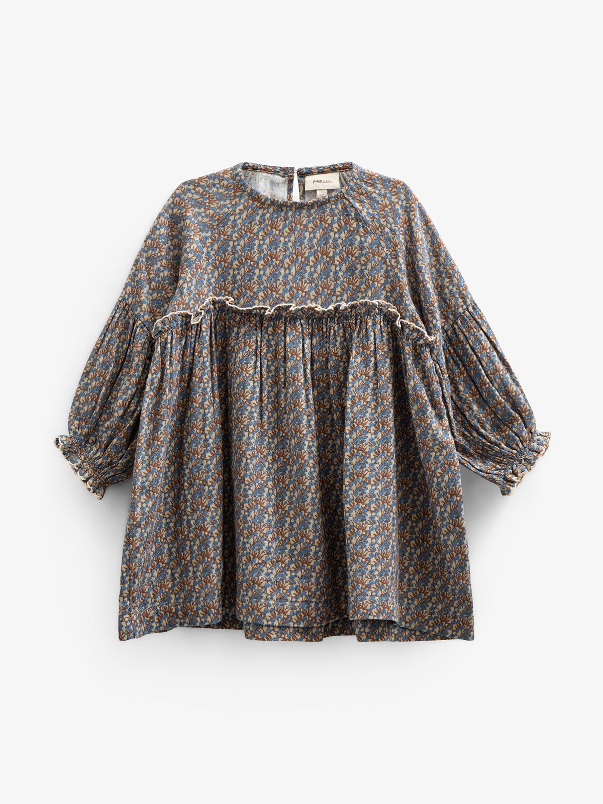 Gedrukte jurk van dubbel gaas - Kids - Blue / Brown | 100727 Maggie
