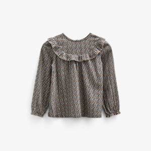 Gedrukte dubbel gaas blouse - Kids - Blue / Brown | 100729 Maggie