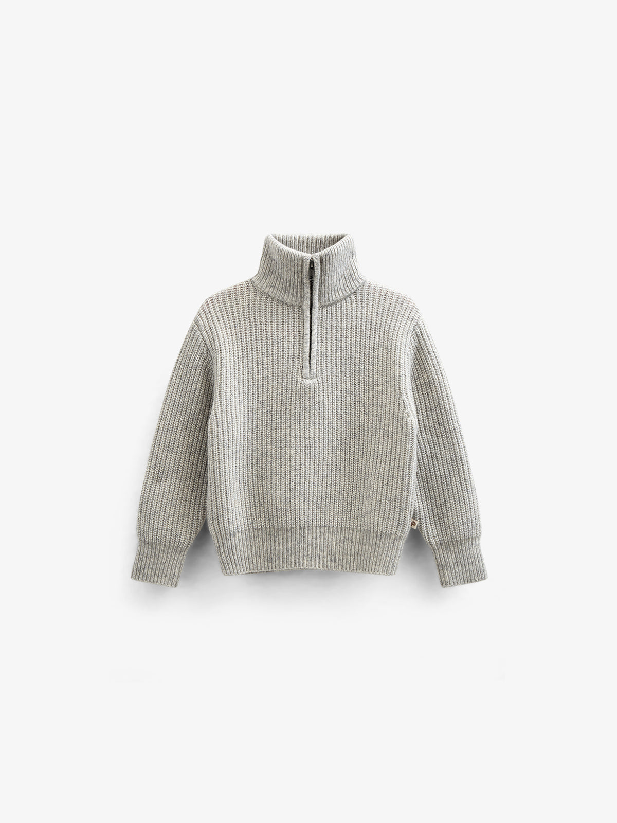 Trui van wolmix met halve rits - Tween - Grey Melange | 100753 Adam