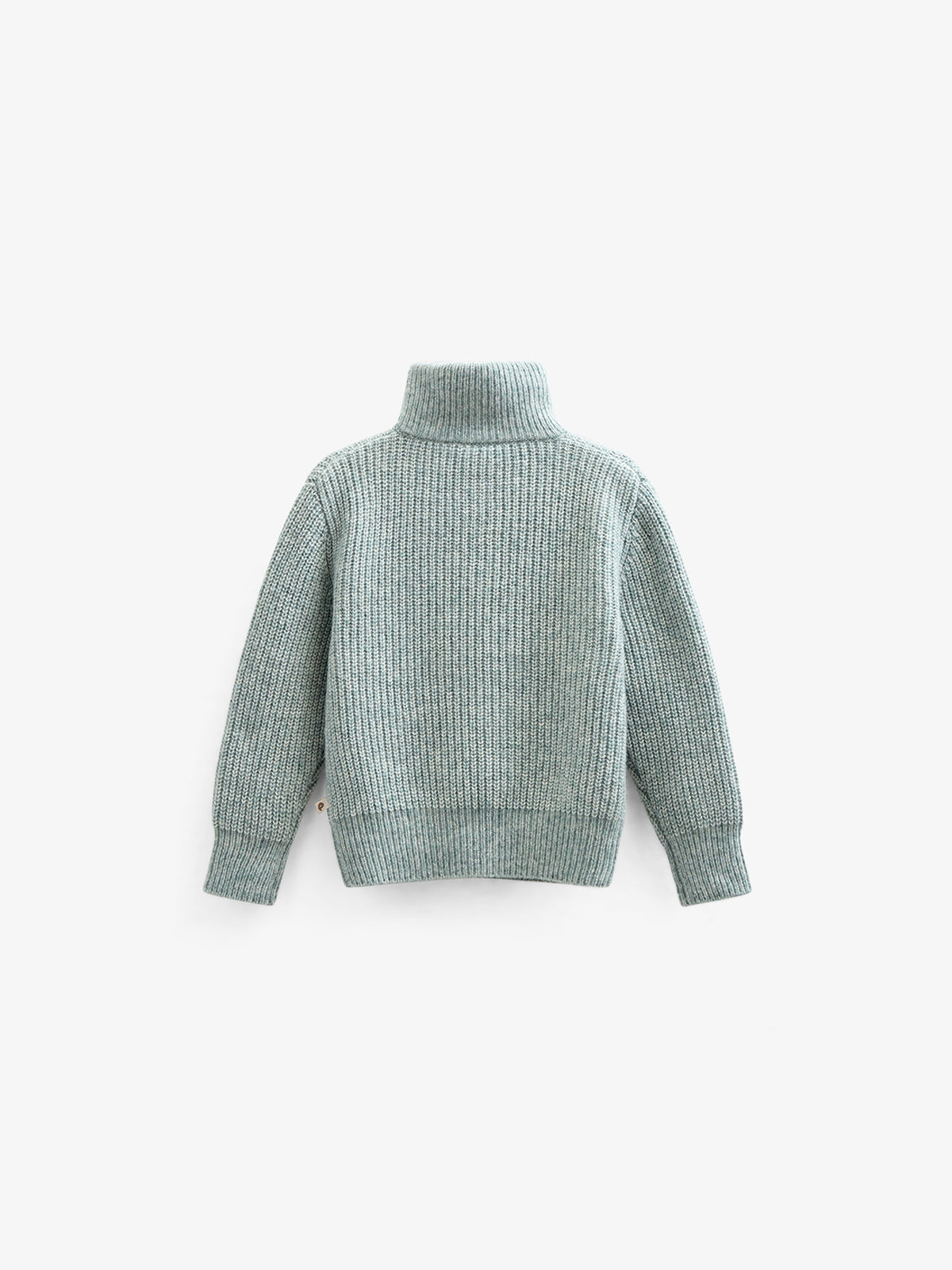 Trui van wolmix met halve rits - Kids - Green Melange | 100754 Adam