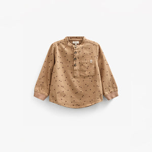 Visgraat Geweven Katoenen Shirt met Print - Kids - Light Brown | 100760 Edward