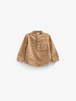 Visgraat Geweven Katoenen Shirt met Print - Kids - Light Brown | 100760 Edward