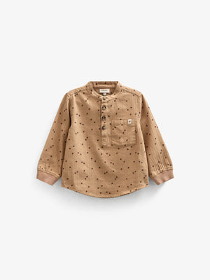 Visgraat Geweven Katoenen Shirt met Print - Kids - Light Brown | 100760 Edward