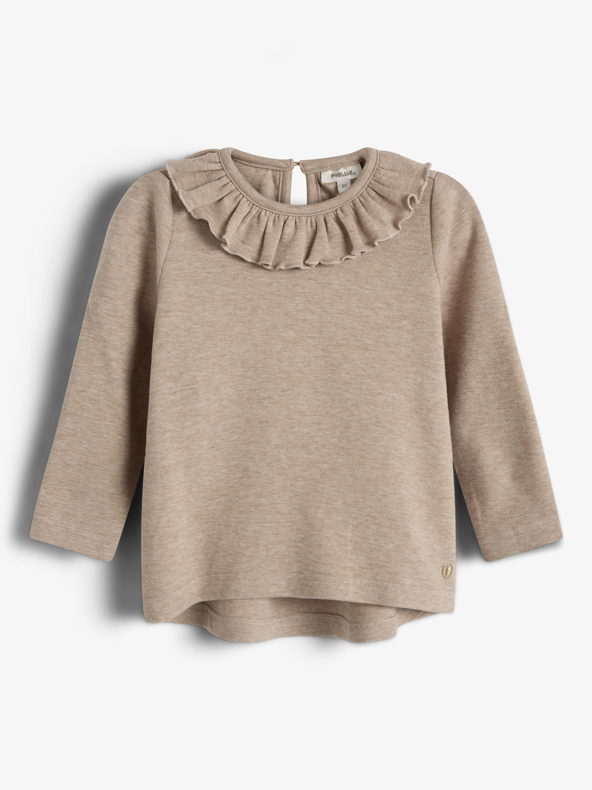 Pluche Jersey Pierrot Kraag Blouse - Little - Beige Melange