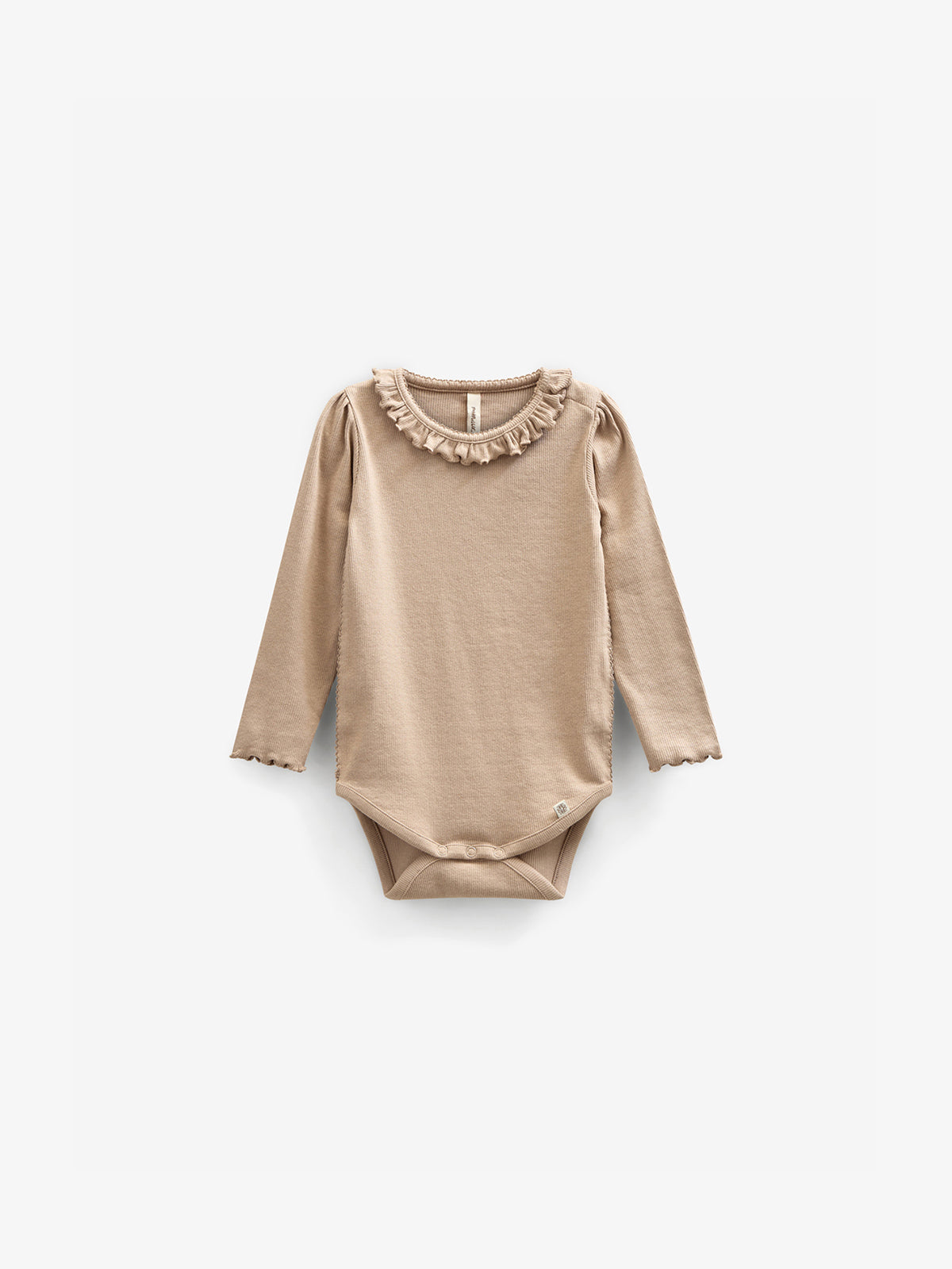 Modal Rib Bodysuit met lange mouwen en Picot-randje - Kids - Caffe Latte | 100784 Mia