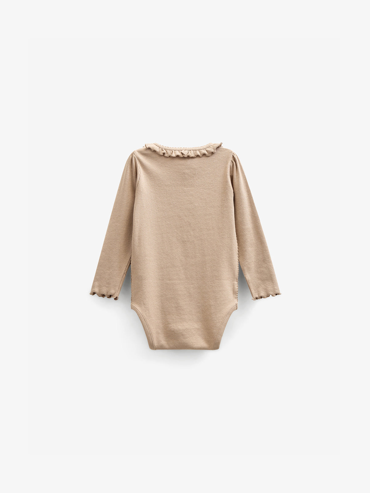 Modal Rib Bodysuit met lange mouwen en Picot-randje - Kids - Caffe Latte | 100784 Mia