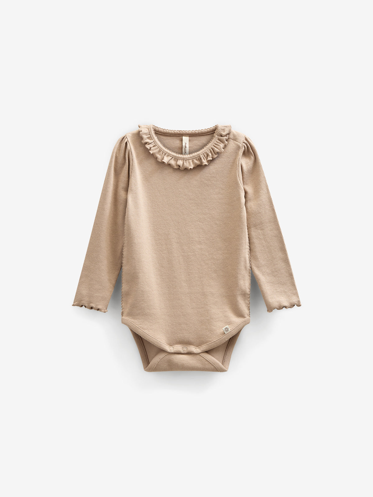 Modal Rib Bodysuit met lange mouwen en Picot-randje - Kids - Caffe Latte | 100784 Mia