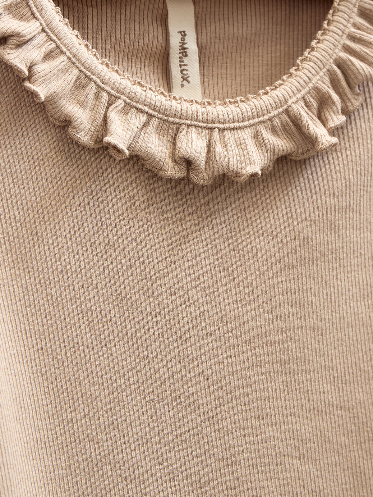 Modal Rib Bodysuit met lange mouwen en Picot-randje - Kids - Caffe Latte | 100784 Mia