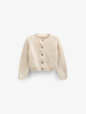 Gebreid katoenen vest met strikjes - Tween - Nature | 100791 Freya