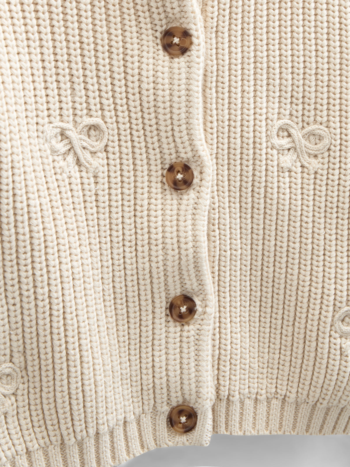 Gebreid katoenen vest met strikjes - Tween - Nature | 100791 Freya