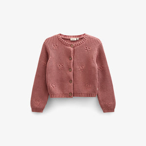 Gebreid katoenen vest met strikjes - Tween - Old Rose | 100793 Freya