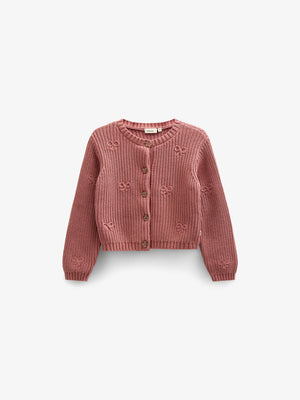 Gebreid katoenen vest met strikjes - Kids - Old Rose | 100792 Freya