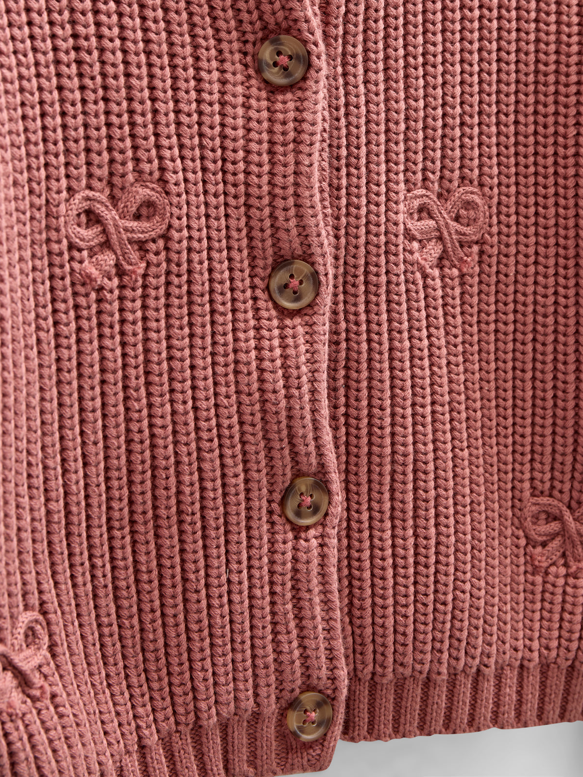 Gebreid katoenen vest met strikjes - Kids - Old Rose | 100792 Freya