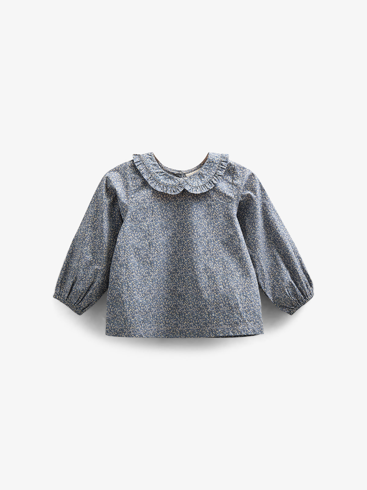Bedrukte katoenen popeline blouse met kraag - Kids - Blue | 100798 Allie