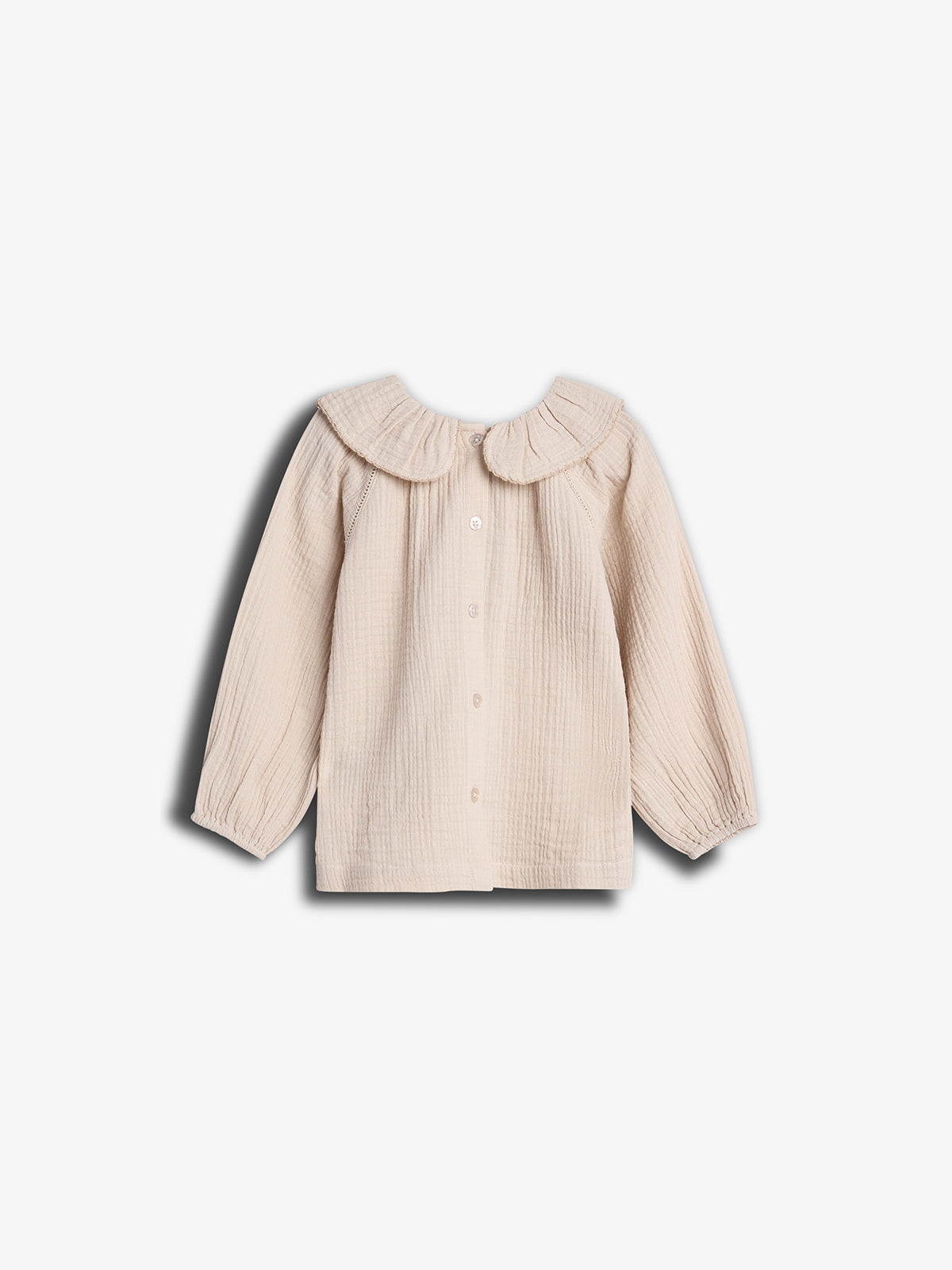 Musselin blouse met kraag - Kids - Light Beige | 100237 Ella