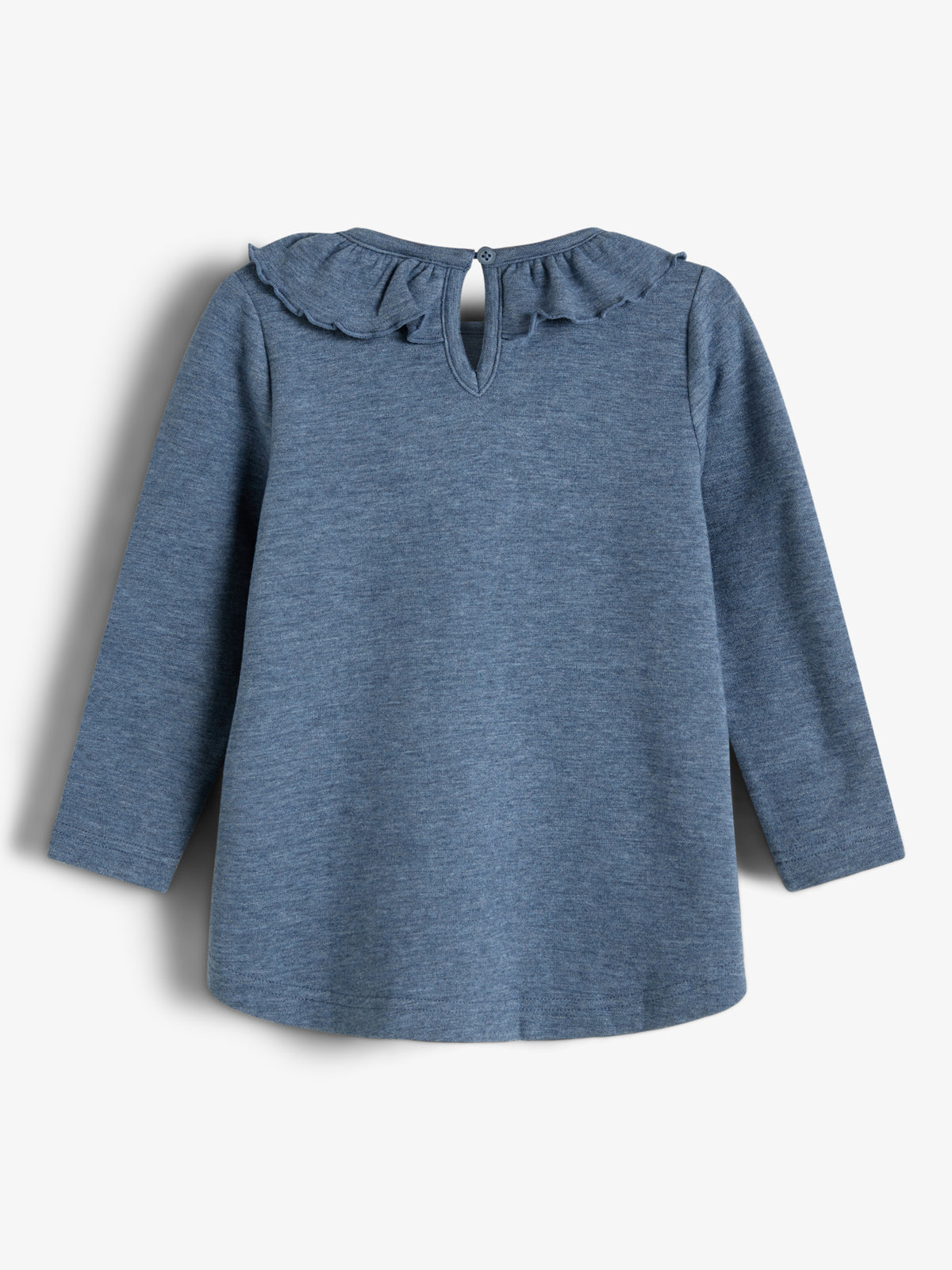 Pluche Jersey Pierrot Kraag Blouse - Little - Blue Melange