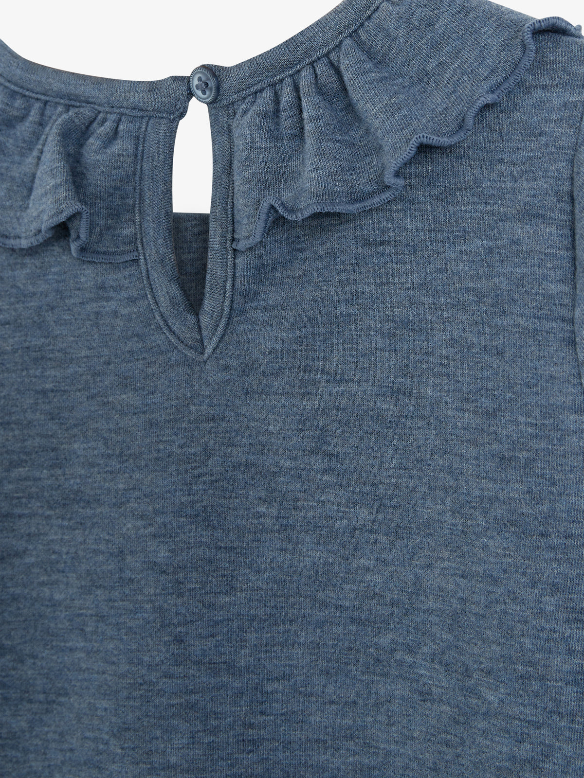 Pluche Jersey Pierrot Kraag Blouse - Little - Blue Melange