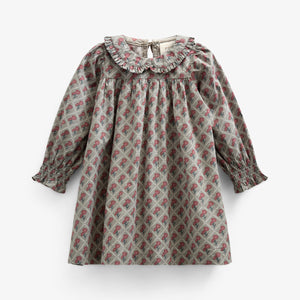 Bedrukte katoenen popeline jurk - Kids - Green w. Vintage Red | 100802 Amine