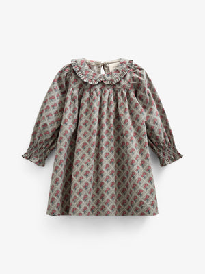 Bedrukte katoenen popeline jurk - Kids - Green w. Vintage Red | 100802 Amine