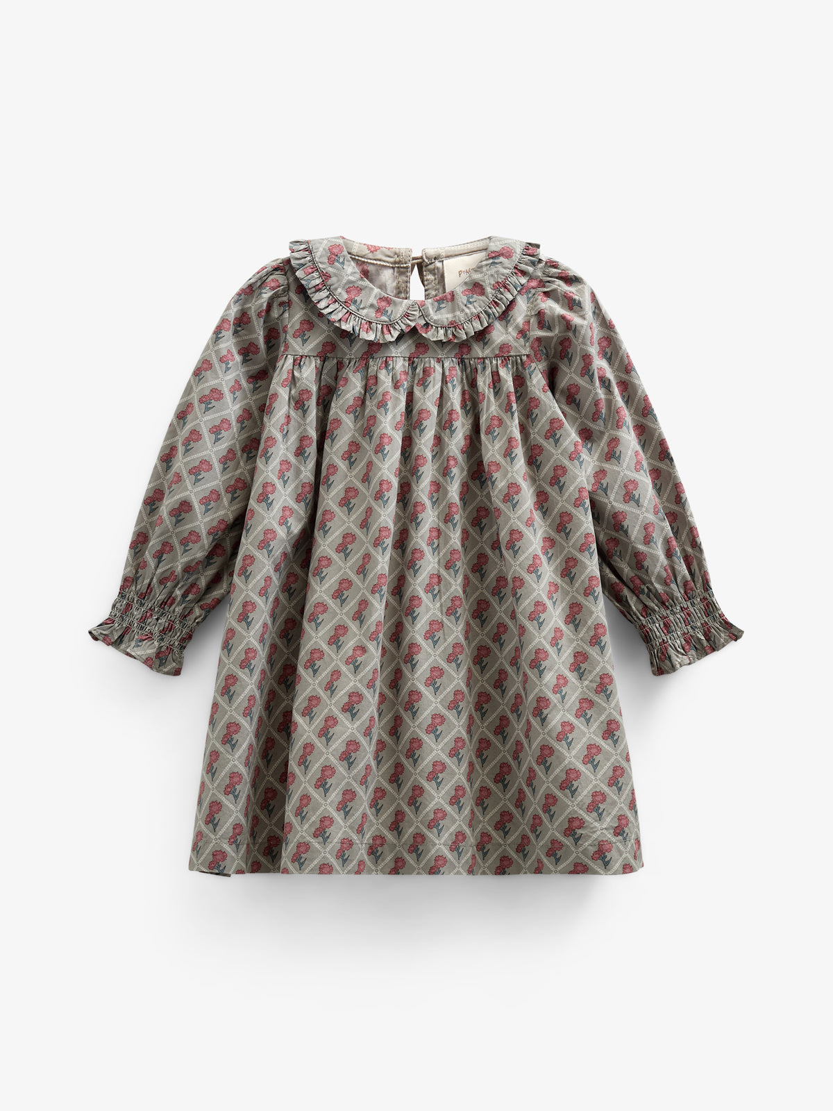 Bedrukte katoenen popeline jurk - Kids - Green w. Vintage Red | 100802 Amine