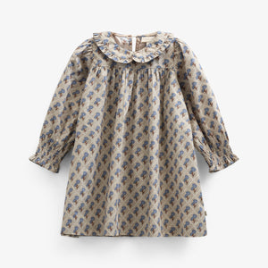 Bedrukte katoenen popeline jurk - Kids - Caffe Latte w. Blue | 100803 Amine
