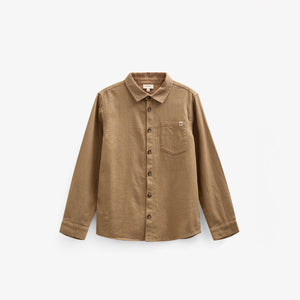 Visgraat Geweven Katoenen Shirt - Tween - Light Brown | 100804 Edward