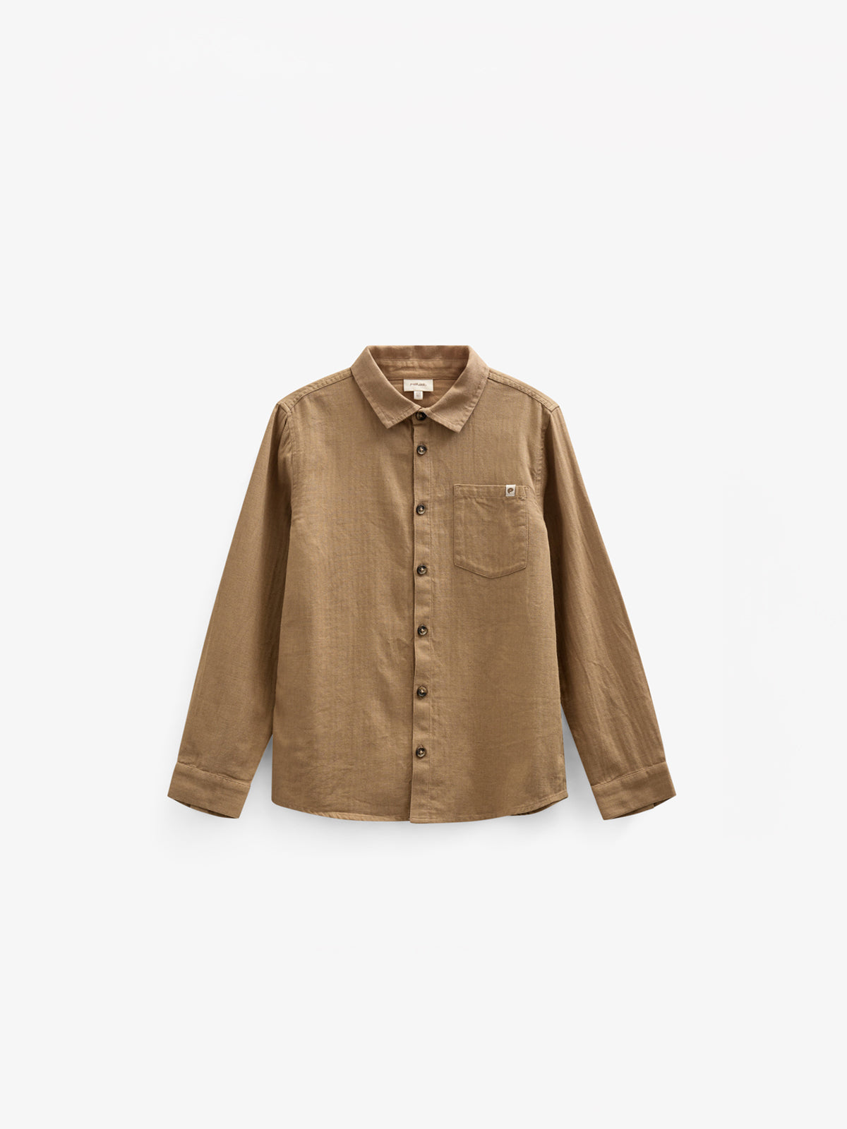 Visgraat Geweven Katoenen Shirt - Tween - Light Brown | 100804 Edward