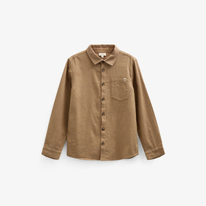 Visgraat Geweven Katoenen Shirt - Tween - Light Brown | 100804 Edward