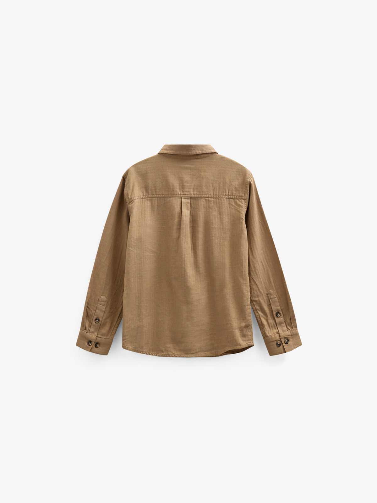 Visgraat Geweven Katoenen Shirt - Tween - Light Brown | 100804 Edward