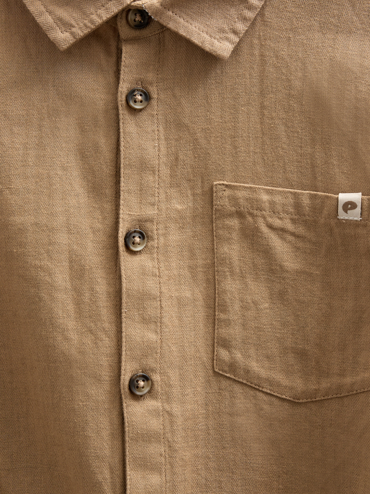 Visgraat Geweven Katoenen Shirt - Tween - Light Brown | 100804 Edward